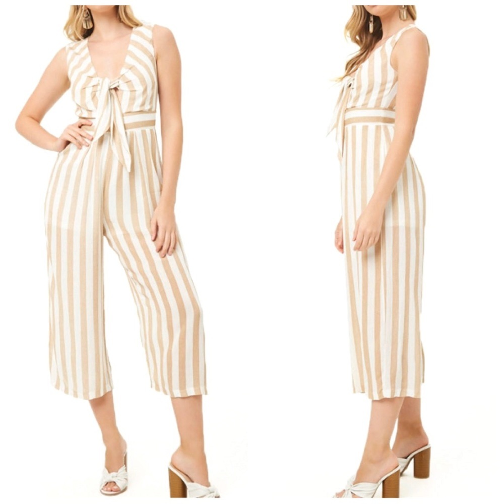 Striped Knot Front Jumpsuit - Picture 3 of 4